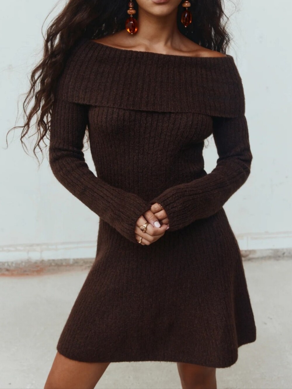 H&M Rib Knit Off The Shoulder Dress
